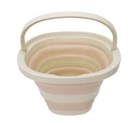 GOWENIC Seau Pliable avec Poignée, Seau à Eau Pliable Portable de Grande capacité de 10 L pour la Pêche en Camping en Plein Air, Gain de Place, Conception de Bec sans Déversement (crème)