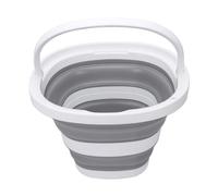 GOWENIC Seau Pliable avec Poignée, Seau à Eau Pliable Portable de Grande capacité de 10 L pour la Pêche en Camping en Plein Air, Gain de Place, Conception de Bec sans Déversement (Blanc Gris)
