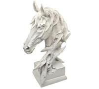 GOWENIC Statue de Tête de Cheval 42 X 27 X 15 Cm, Sculpture de Cheval Rétro en Résine, Figurine Solide et Stable, Décoration d'intérieur pour Bureau, Bibliothèque, Table Basse, Finition en Grès