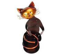 GOWENIC Support de Bouteille de Vin en Fer pour Bouteilles Standard | Design de chat charmant, matériau en fer de qualité supérieure, résistant à la rouille, taille compacte, poignée de