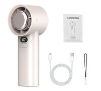 GOWENIC Ventilateur Portatif de Refroidissement en Céramique Glacée 100 Vitesses |Climatiseur Personnel Rechargeable avec écran LCD à Vent de 10 M/s, 4000 MAh, pour Voyage, Bureau, Maison, Argent