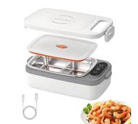GOXAEEE Gamelle Chauffante Rechargeable, 12000mAh Lunch Box Chauffante Électrique avec compartiments, Acier Inoxydable, 1L Lunch Box pour camping, bureau, trajets en camion ou les voyages