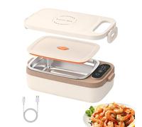 GOXAEEE Gamelle Chauffante Rechargeable, 12000mAh Lunch Box Chauffante Électrique avec compartiments, Acier Inoxydable, 1L Lunch Box pour camping, bureau, trajets en camion ou les voyages