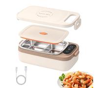 GOXAEEE Gamelle Chauffante Rechargeable, 12000mAh Lunch Box Chauffante Électrique avec compartiments, Acier Inoxydable, 1L Lunch Box pour camping, bureau, trajets en camion ou les voyages