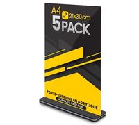 GOYAPRINT Présentoir en Acrylique A4 pour Menus et Publicités - Support de Table Transparent pour Affiches et Brochures - Porte-Menues pour Restaurants, Bureaux, Hôtels et Événements (5, A4)