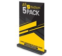 GOYAPRINT Présentoir en méthacrylate A4 pour menus et publicités - Support de bureau transparent pour affiches et brochures - Porte-menus pour restaurants, bureaux, hôtels et événements (5, A5)