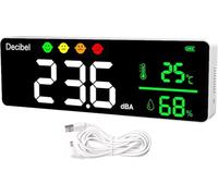 GOYERRNES Sonometre Decibelmetre de Bruit Intelligent pour Decibelmetre Appareils Ménagers avec Affichage LED Détecteur de Bruit, Température, Humidité Plage 30-130dB Détecteur de Décibels Numérique