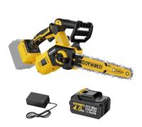 GoYwato 21V 8 Pouces Mini Tronçonneuse à Batterie avec 4Ah Batterie, 1200W | Brushless, Coupe 20cm, 10m/s, Tension Rapide Chaîne, Lubrification Automatique, elagueuse batterie pour Bois et Branches