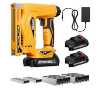 GoYwato Cloueuse Electrique Sans Fil 3-In-1-21V Agrafeuse Cloueuse Electrique avec 2 Batteries 2,0Ah, 600 Clous 18GA, 1000 Agrafes Typ140 & 1000 Agrafes Typ53, Agrafeuse sans fil pour Bricolage Bois