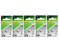 GP 5 piles bouton alcaline LR44 (A76) 1,5V