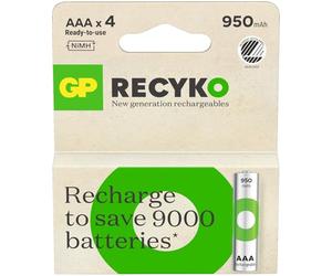 GP Batteries 223709 Blister 4 Batteries Rechargeables AAA Mini Stilo 950 mAh ReCyko