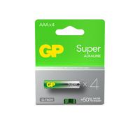 GP Batteries Super Alkaline AAA GP24A, Pile Alcaline Usage Unique 1.5V, Set de 4, Dimensions 44.5x10.5mm, Température d'opération -18°C à 50°C, Certifiée IEC 60086-2