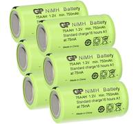 GP GP75AAH Lot de 6 piles rechargeables NiMH 2/3AA 1,2 V 750 mAh