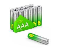 GP Lot de 12 Piles Super alcalines AAA 1,5 V (Micro, LR03), idéales pour alimenter Les appareils du Quotidien, Nouvelle Technologie G-Tech Longlife