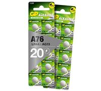 GP Lot de 20 Piles Bouton alcalines LR44 L1154f / AG13 / V13GA - 1,5 V (Tension 1,5 V)