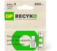 2 Piles Rechargeables AAA / HR03 650mAh GP ReCyko Dect Phone