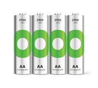 GP RECYKO Lot de 4 Piles AA NiMH 2100 mAh, 1,2 V, avec très Faible décharge sebstante, préchargées pour Une Utilisation immédiate