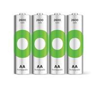 GP RECYKO Lot de 4 Piles AA NiMH 2600 mAh, 1,2 V, très Faible Auto-décharge, pré-chargées pour Une Utilisation immédiate