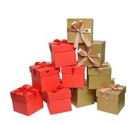 GP SUP 6 boîtes cadeau dorées et 6 rouges, avec couvercle, parfaites pour les cadeaux d'anniversaire, demoiselle d'honneur, mariage, Saint-Valentin, fêtes (or et rouge, 15 x 15 x 15 cm (lot de