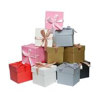 GP SUP Lot de 6 boîtes cadeaux avec rubans et couvercles pour anniversaire, Noël, anniversaire de mariage, taille finie : 15,2 x 15,2 x 15,2 cm (multicolore, lot de 6)