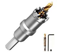 GPtzlei Fraise à Couronne Carbure 29mm 3 Lames TCT Scie Cloche Professionnelle pour Acier Inoxydable Métal Fer avec 2 Forets Pilotes t Coffret
