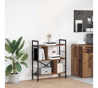 GPUTYGHN Bibliothèque en bois 75 x 30 x 91 cm | Cadre en acier, style loft industriel, étagères spacieuses, pour salon et bureau