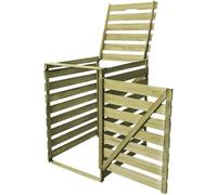 GPUTYGHN Boîte à poubelles pour 1 poubelle 240 l en pin imprégné | Couvercle à charnière, porte avant avec fermeture, pour poubelles jusqu'à 115 cm de hauteur, robuste et résistant aux