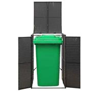 GPUTYGHN Boîte à poubelles pour 1 poubelle, noir, 70 x 80 x 117 cm, rotin synthétique | Cadre en acier revêtu par pulvérisation, portes verrouillables, couvercle à charnière, pour jardin