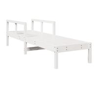 GPUTYGHN Chaise longue blanche 199,5 x 62 x 55 cm en pin massif | Dossier réglable, design à lattes, pour piscine, terrasse, jardin, max. 110 kilogrammes