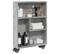 GPUTYGHN Chariot de rangement étroit gris béton 48 x 13 x 68 cm | Matériau en bois, 2 roulettes pivotantes verrouillables, design ouvert, polyvalent pour cuisine, salle de bain, salon