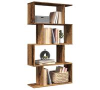 GPUTYGHN Séparateur de pièce, bibliothèque, 4 étages, aspect bois vieilli, 70 x 24 x 129 cm
