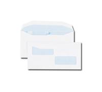 Gpv Boite De 1000 Enveloppes Patte Trapèze Blanches Da 115x225 80 G/M² Double Fenêtre 35x90 Gommées