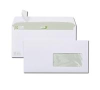 Gpv Boite De 500 Enveloppes Blanches Recy s 100% Dl 110x220 80 G/M² Fenêtre 45x100 Bande De Protection