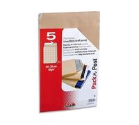 GPV - Paquet de 5 Sac à soufflet - Format C4 (229x324x30 mm), sans fenêtre, qualité papier kraft : 120 g/m2 - Certifié PEFC