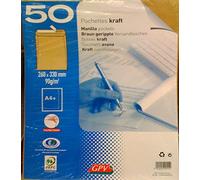 GPV - Paquet de 50 Pochettes - Format 24 (260x330 mm), sans fenêtre, qualité papier kraft : 90 g/m2 - Certifié PEFC