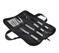 GQC Lot de 3 ustensiles de Barbecue en Acier Inoxydable avec Sac de Transport, spatule, Pince et Fourchette,Accessoires pour Barbecue, Cuisine en Plein air, Camping