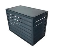 GQPEYAG Enceinte Clim Aluminium À Pers, Cache Climatiseur Extérieur | Pers lamellés for circulation air, cadre alliage alu, arrière cour résidentielle(Gray,1.5 P Four Flat)