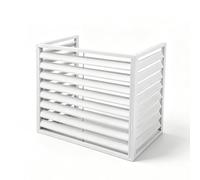 GQPEYAG Housse Climatiseur Aluminium À Persiennes, Écran Intimité Extérieur | Design ventilé à lamelles, cadre alliage aluminium, usage résidentiel et commercial(White three-sided,5 P)