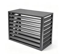 GQPEYAG Housse Climatiseur Aluminium À Persiennes, Écran Intimité Extérieur | Design ventilé à lamelles, cadre alliage aluminium, usage résidentiel et commercial(Gray four Flat,5 P)