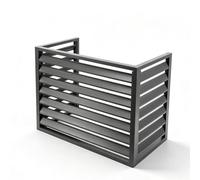 GQPEYAG Housse Climatiseur Aluminium À Persiennes, Écran Intimité Extérieur | Design ventilé à lamelles, cadre alliage aluminium, usage résidentiel et commercial(Gray three-sided,5 P)