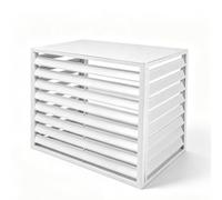GQPEYAG Housse Climatiseur Aluminium À Persiennes, Écran Intimité Extérieur | Design ventilé à lamelles, cadre alliage aluminium, usage résidentiel et commercial(White four Flat,3 P)