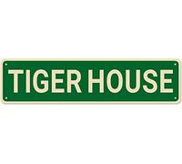 GQWJKSZ Plaque en métal TIGER HOUSE, vintage, rétro, en aluminium, pour chambre, cuisine, jardin, mur, bar, club, café, décoration d'intérieur, 10 x 40 cm