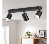 Gr4tec Plafonnier 3 Spots LED Orientable GU10, Moderne Applique Murale Noir | Barre de Lumière Plafond Métal, Rampe Spots et Rails de Spot pour Cuisine Chambre Salon Couloir Salle à Manger, Sans Ampoules