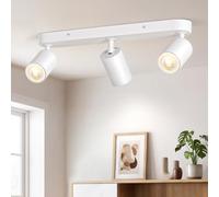 Gr4tec Plafonnier 3 Spots Orientable GU10, Moderne Spots de Plafond Blanc | Barre de Lumière Plafond Métal, Applique Murale Intérieure pour Cuisine Chambre Salon Couloir Salle à Manger, Sans Ampoules
