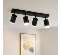 Gr4tec Plafonnier 4 Spots LED Orientable Noir GU10, Sans Ampoule | Moderne Luminaire Plafonnier Spot, Métal Luminaires Intérieur, Applique Murale Spots Plafond pour Cuisine Salon