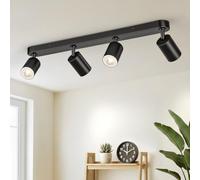 Gr4tec Plafonnier 4 Spots Orientable GU10, Moderne Rampe de spots Noir | Métal Luminaire Plafonnier/Applique Murale Intérieure, Spot de Plafond pour Cuisine Chambre Salon Couloir, Sans Ampoule