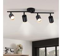 Gr4tec Plafonnier LED 4 Spots Orientable Noir, GU10, Sans Ampoule | Moderne Luminaire Plafonnier Spot, Éclairage de Plafond, Métal Luminaires Intérieur Spots de Plafond pour Cuisine Salon