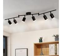 Gr4tec Plafonnier LED 6 Spots Orientable GU10, Noir, Sans Ampoule | Moderne Luminaire Plafonnier, Métal Spots LED Plafond, Éclairage de Plafond Intérieur pour Cuisine Salon Chambre