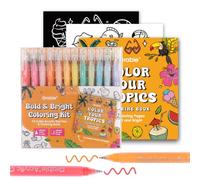Grabie kit coloriage avec livre, 12 stylos gel acryliques Été | Encre gel opaque, pointe moyenne 1,0 mm, couleurs fluides, pour coloriage adulte et journal créatif, idéal comme cadeau