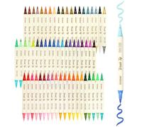 Grabie Marqueurs acryliques 120 couleurs, lot de 60 marqueurs acryliques à double pointe et pinceau souple, stylos à peinture à base d'eau pour papier, peinture sur pierre, bois, toile, verre, tissu